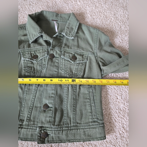 Free People Green Cropped Jacket Size 2 Small Womens - Picture 3 of 7